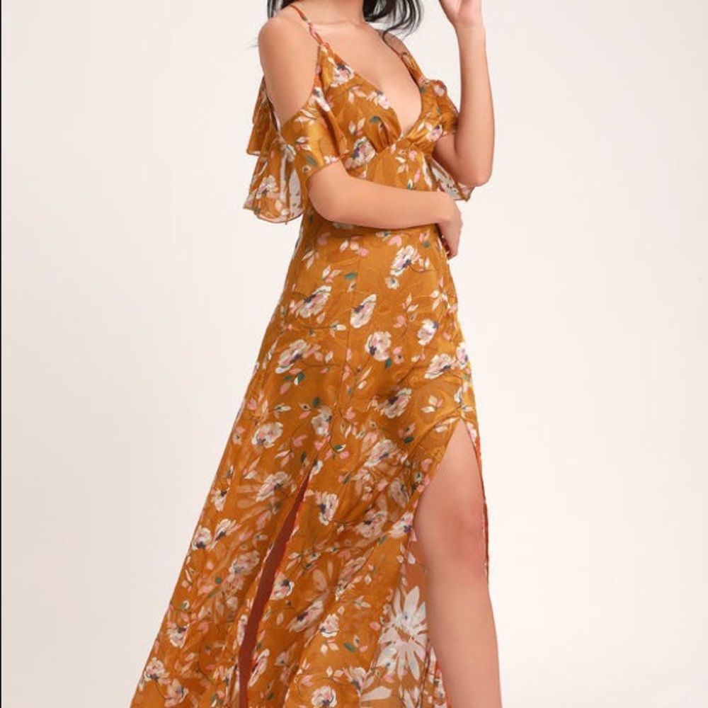 Orange floral print maxi dress